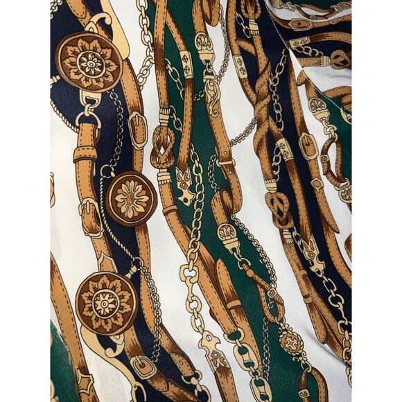 Vintage gold  Chain print equestrian women's blouse Elisabeth Liz Claiborne  18P - Picture 5 of 5